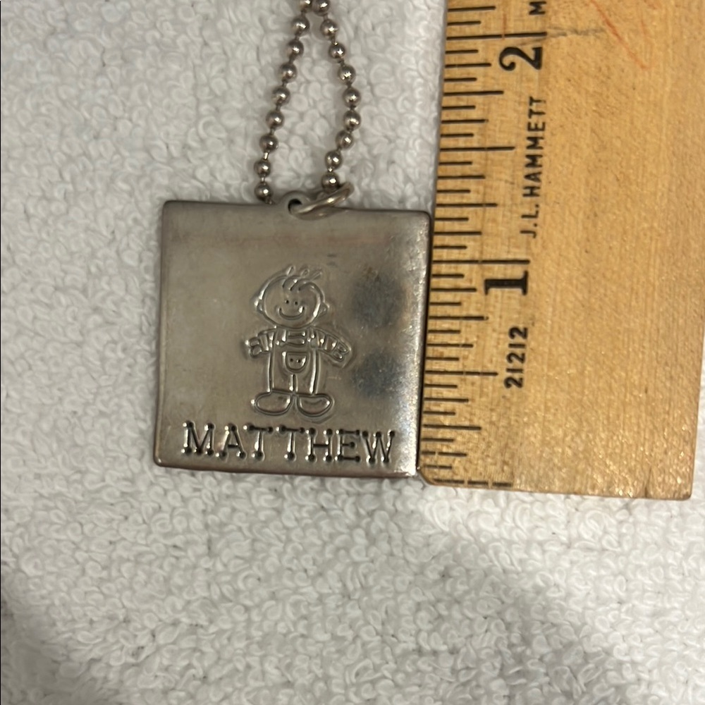 Silver Square Pendant with Cartoon Character